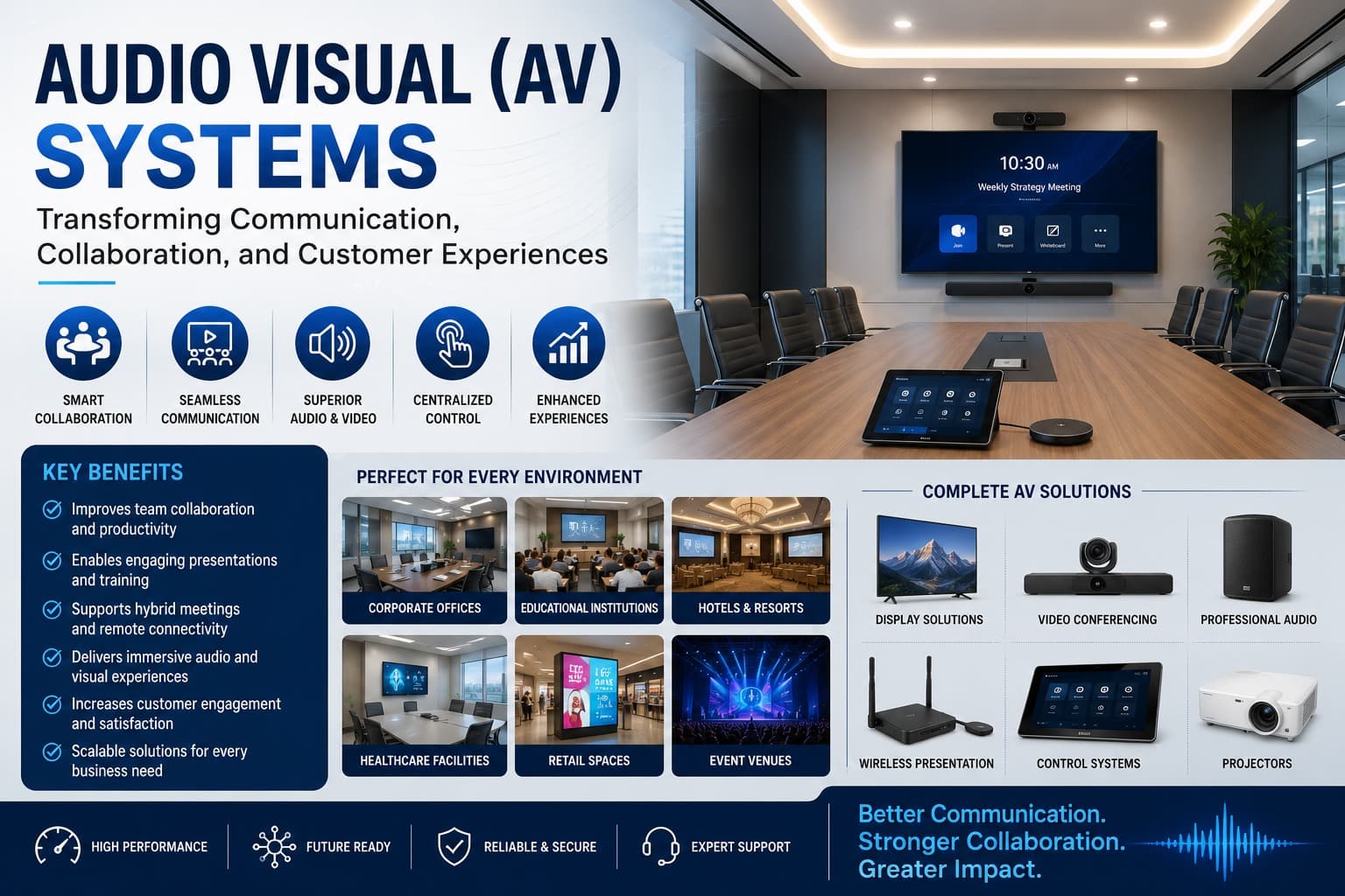 Audio Visual (AV) Systems: Transforming Communication, Collaboration, and Customer Experiences